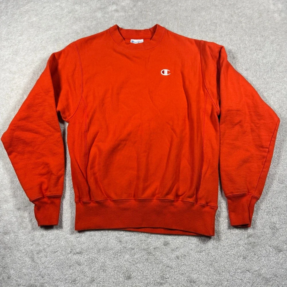 Champion Sweatshirt Mens Small Orange Reverse Weave GF569 MXK Pullover Crewneck
